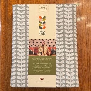 Orla Kiely Tiny Stem Light Cool Grey Queen Sheet Set